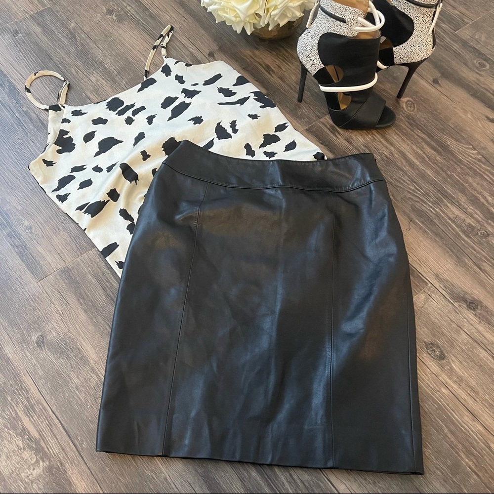 NEW genuine leather black pencil skirt